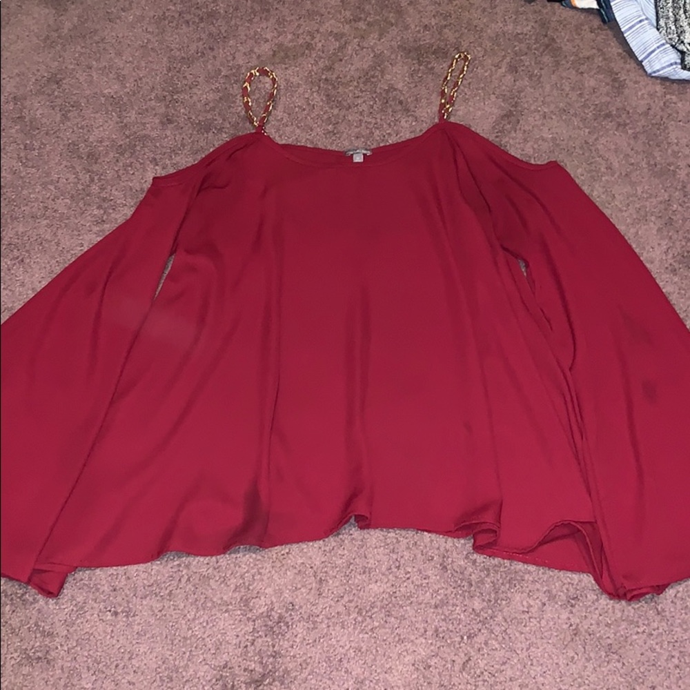 Maroon Cold Shoulder Blouse
